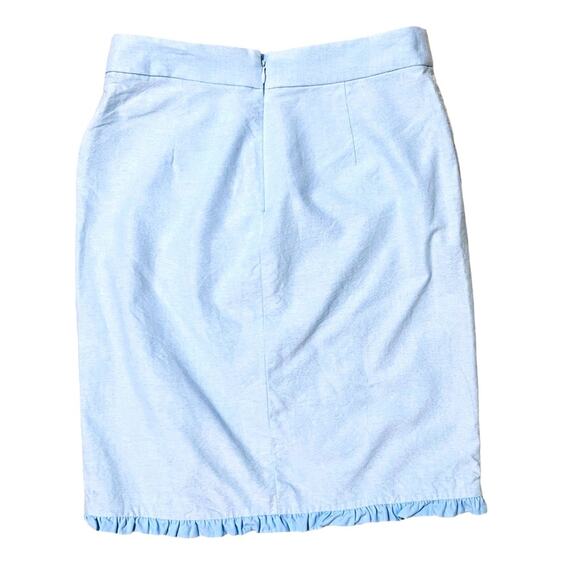 J.Crew Oxford Ruffle Pencil Skirt Blue Chambray Size 2 - Picture 3 of 4
